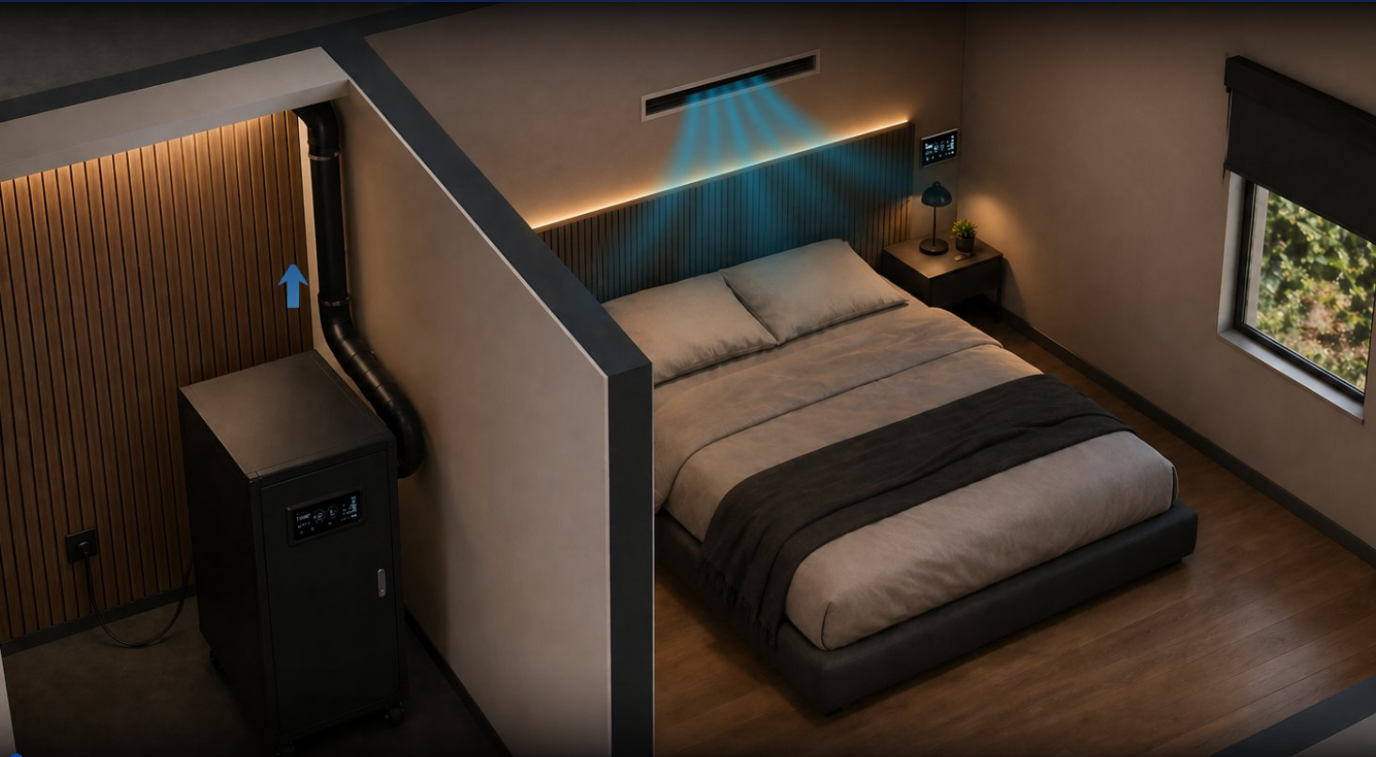 Höhenraum — Generator im Nebenraum versorgt das Schlafzimmer mit hypoxischer Luft